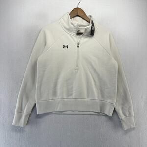 Under Armour Sweater Women's XS Beige Rival Fleece Textured Half Zip Cropped NEW